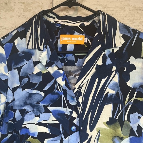 Jams World Starry Night Sz S Hawaiian Shirt Like New Vacation Cruise Rayon - Picture 2 of 16